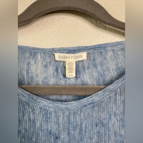 Eileen Fisher Women’s S Blue 100% Linen Asymmetrical Lightweight Sweater Top - Picture 5 of 5